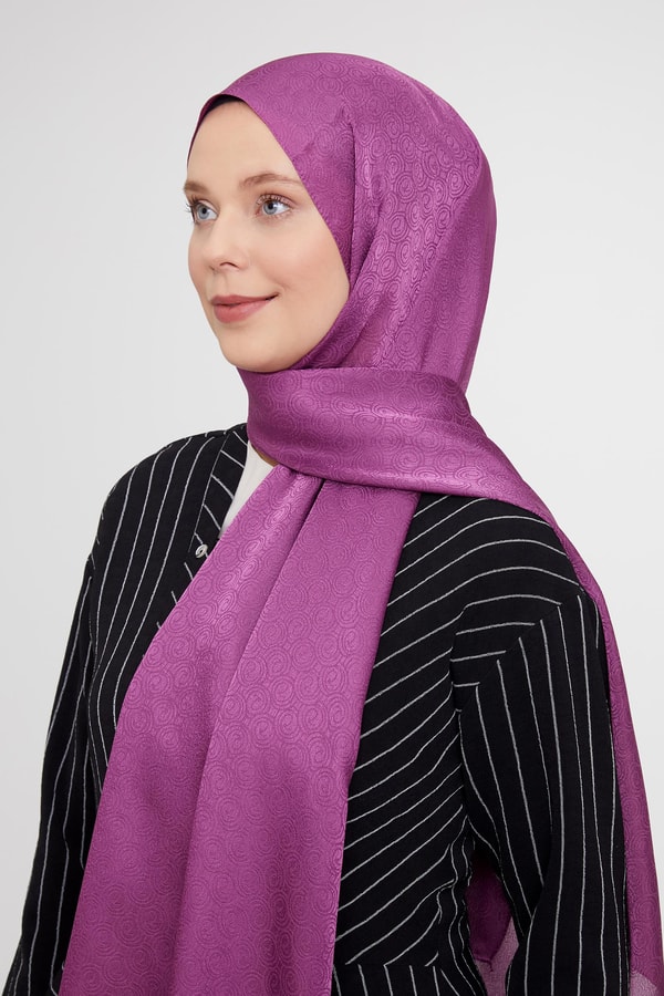 LevidorLevidor Mürdüm Yuvarlak Desen Jakarlı Janjan Şal