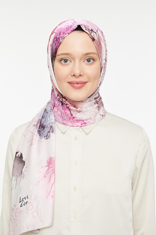 LevidorLevidor Nude Batik Görünümlü Twill Şal