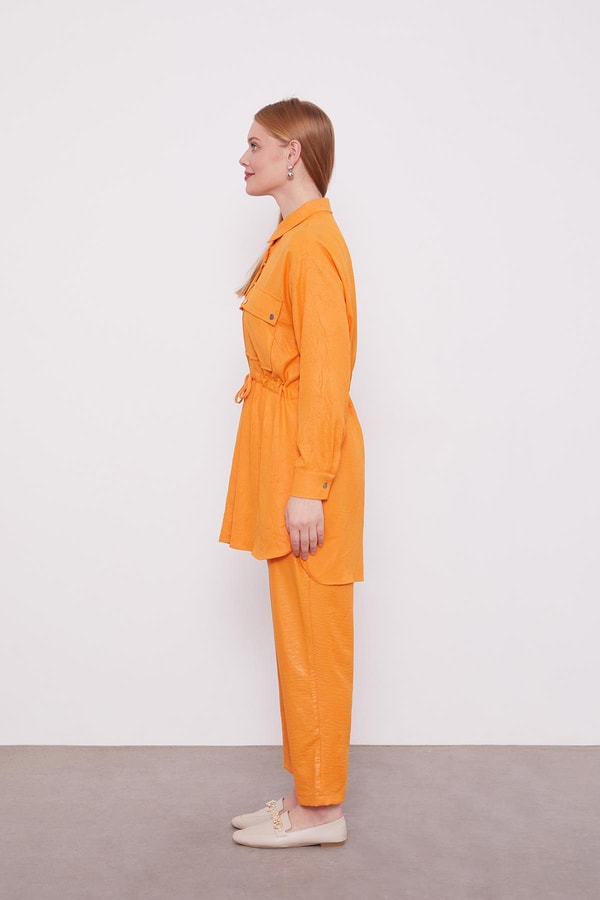 LevidorLevidor Oranj Beli Büzgülü Pantolonlu Spor Takım