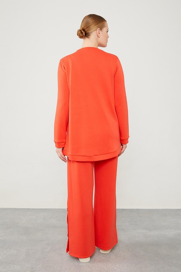 LevidorLevidor Oranj Bisiklet Yaka Düğme Detaylı Spor Takım