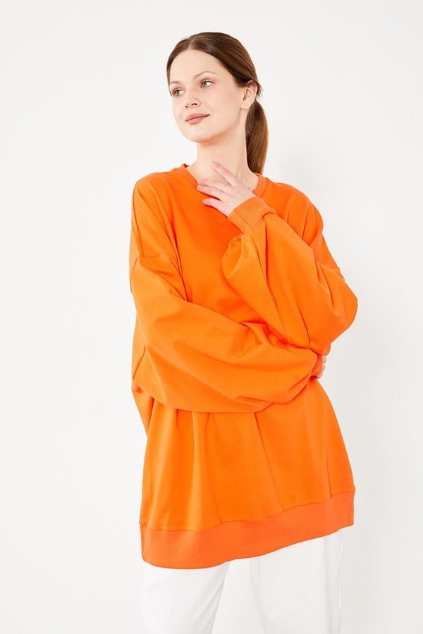 LevidorLevidor Oranj Bisiklet Yaka Oversize Sweat