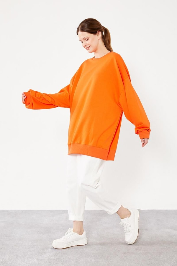 LevidorLevidor Oranj Bisiklet Yaka Oversize Sweat
