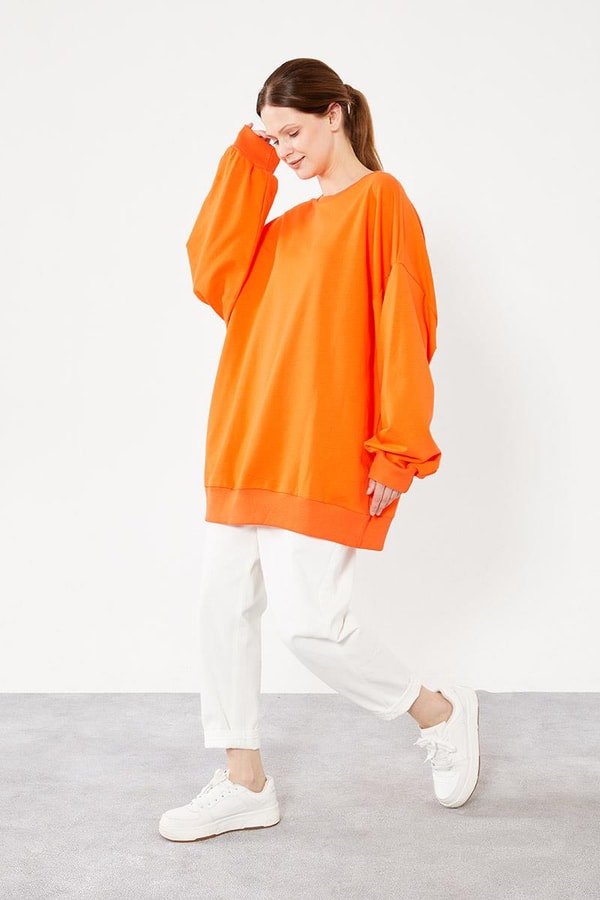 LevidorLevidor Oranj Bisiklet Yaka Oversize Sweat
