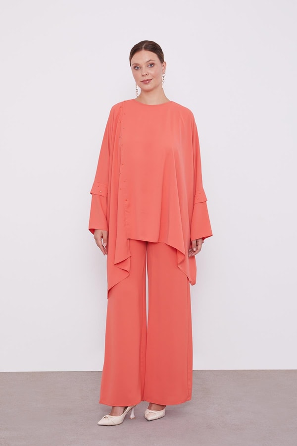 LevidorLevidor Oranj Taş İşlemeli Tunik Takım