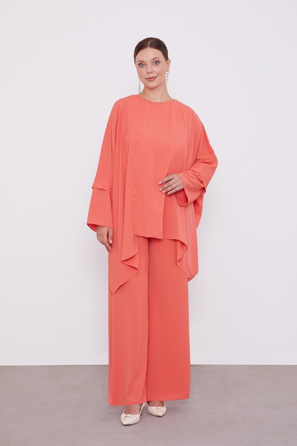 LevidorLevidor Oranj Taş İşlemeli Tunik Takım