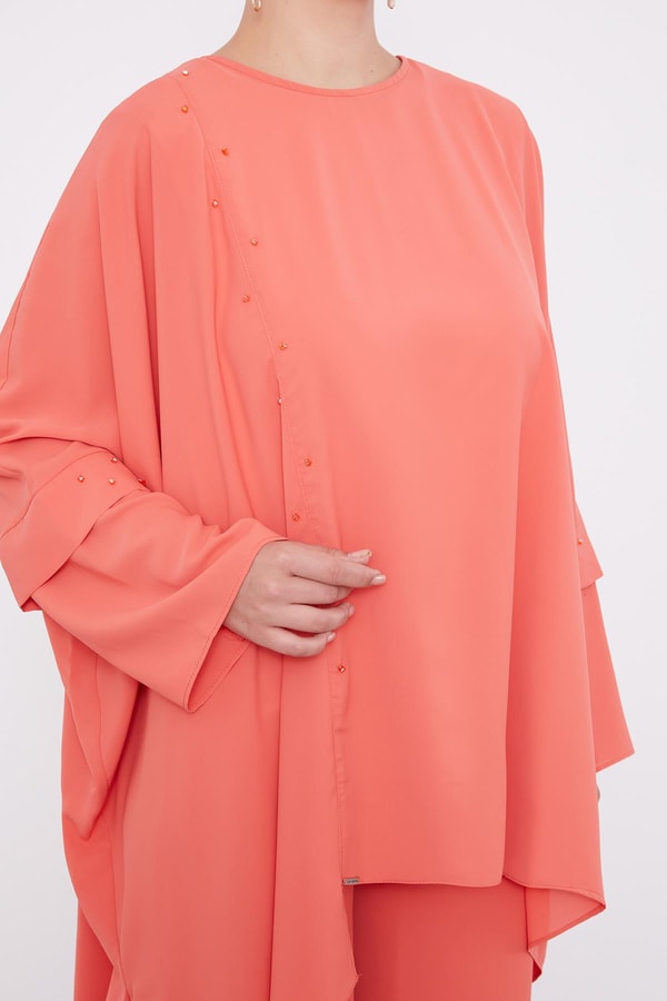 LevidorLevidor Oranj Taş İşlemeli Tunik Takım