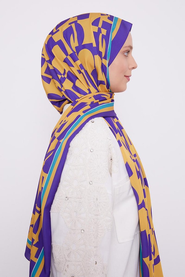 LevidorLevidor Patlıcan Moru Soyut Desen Club Şal