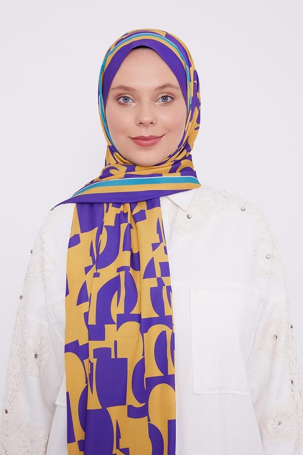 LevidorLevidor Patlıcan Moru Soyut Desen Club Şal