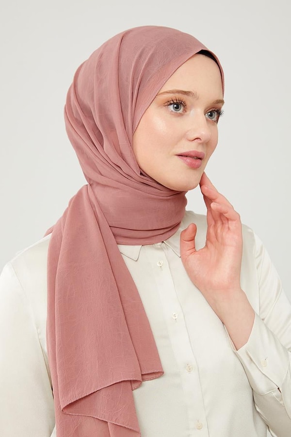 LevidorLevidor Pembe Düz Renk Frozen Krep Şal