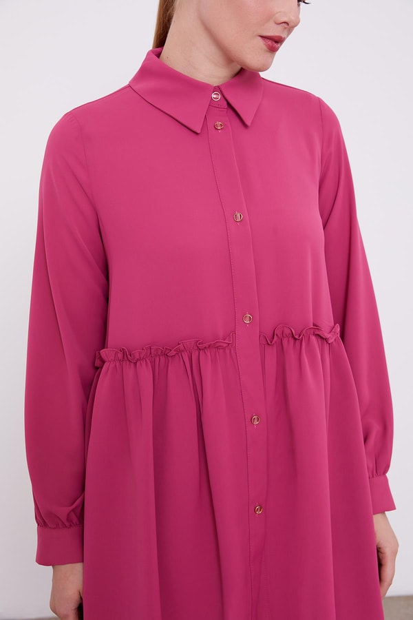 LevidorLevidor Pembe Göğüs Altı Pileli Şifon İkili Takım