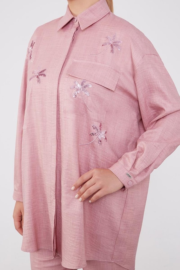 LevidorLevidor Pembe Pul İşlemeli Gölek Yaka İkili Takım