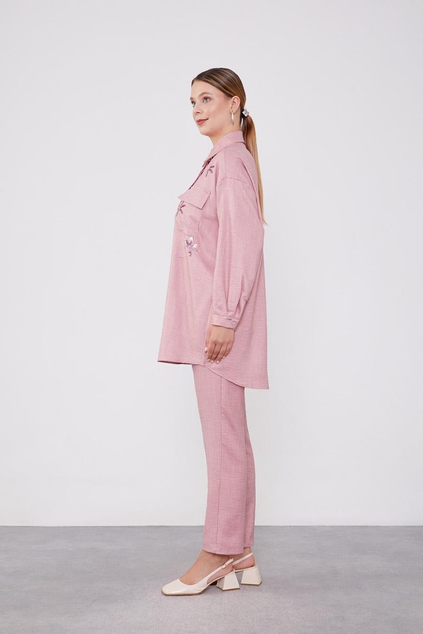 LevidorLevidor Pembe Pul İşlemeli Gölek Yaka İkili Takım