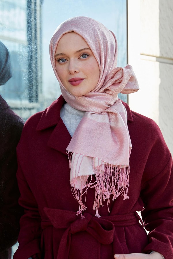 LevidorLevidor Pembe Püskülü Etnik İpek Şal