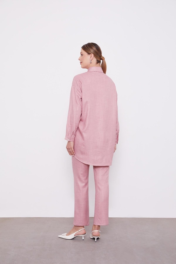 LevidorLevidor Pembe Taş İşlemeli Melanj Gömlek İkili Takım