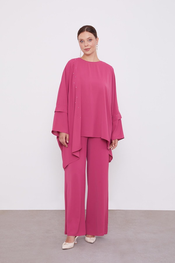 LevidorLevidor Pembe Taş İşlemeli Tunik Takım