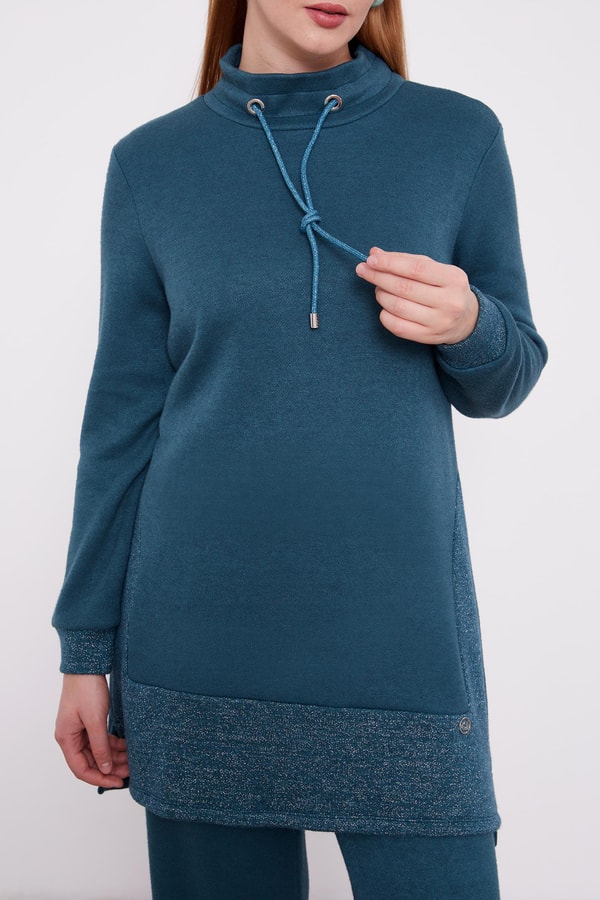 LevidorLevidor Petrol Yeşili Simli Kaşmiş Kumaş İkili Takım