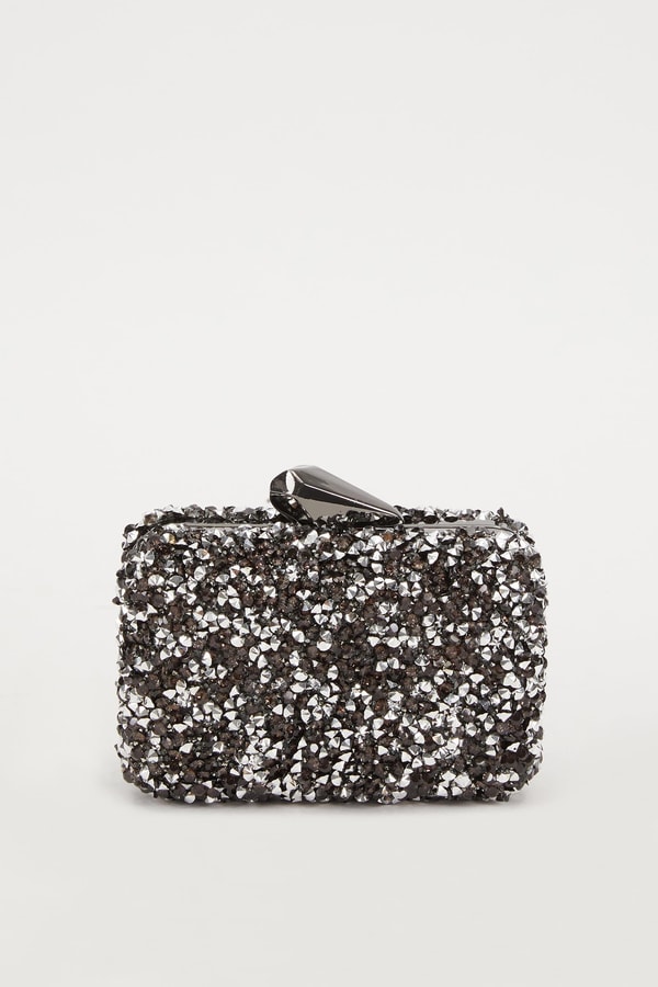 LevidorLevidor Platin Kare Taşlı Abiye El Çantası