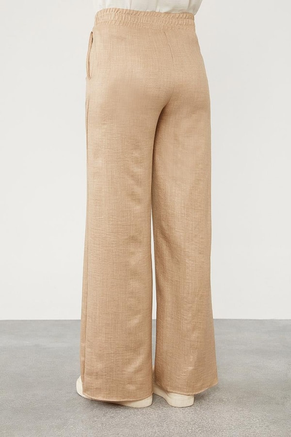 LevidorLevidor Pudra Belli Lastikli Çizgi Detay Pantolon