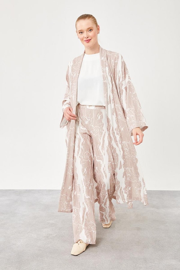 LevidorLevidor Pudra Desenli Kimono Takım