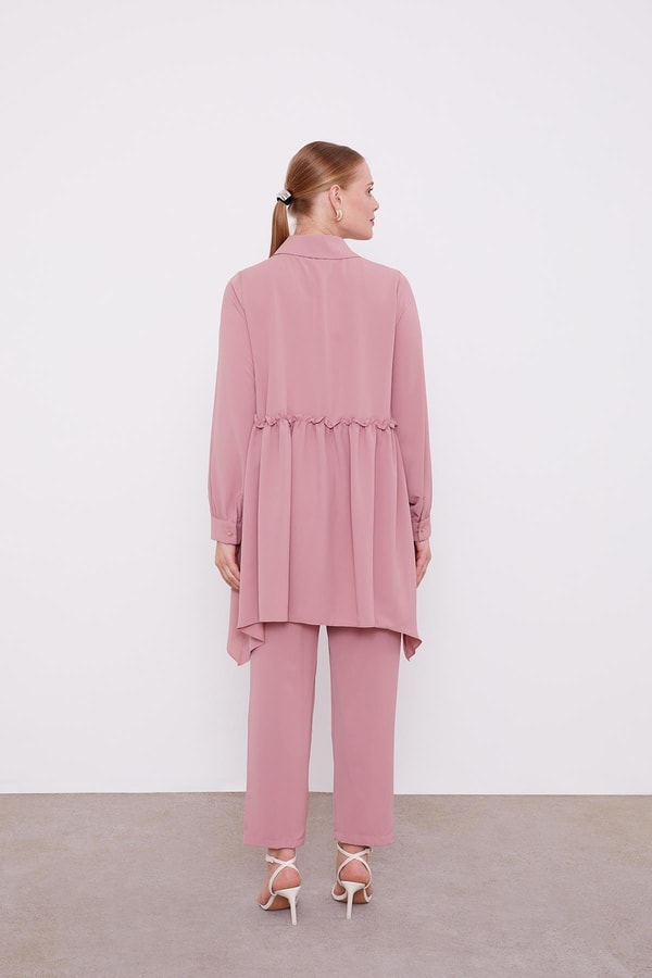 LevidorLevidor Pudra Göğüs Altı Pileli Şifon İkili Takım