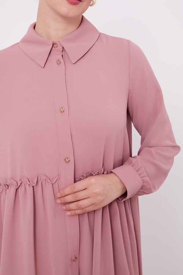 LevidorLevidor Pudra Göğüs Altı Pileli Şifon İkili Takım