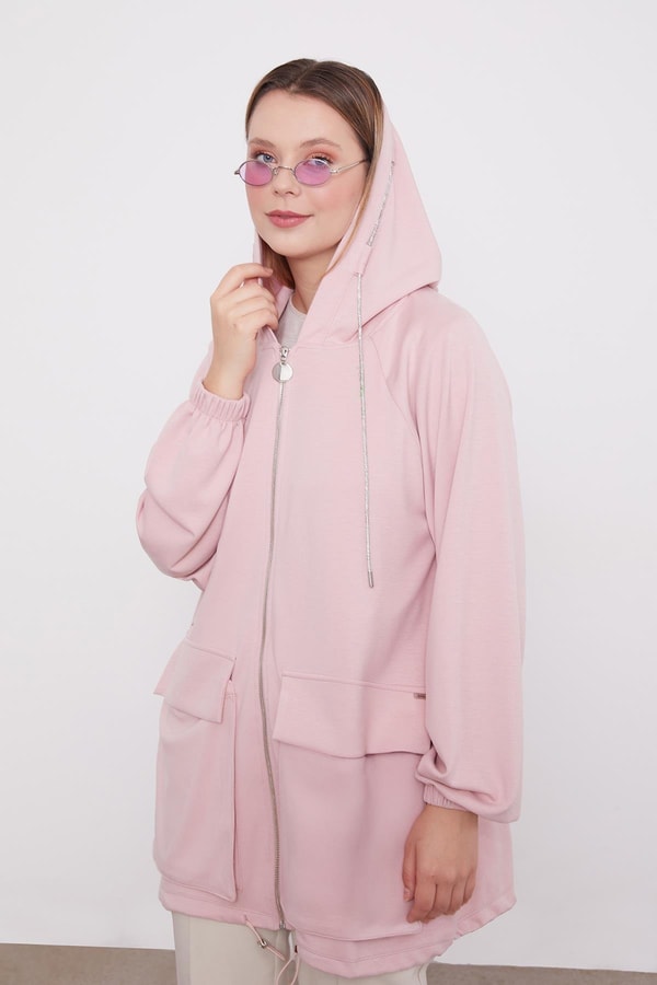 LevidorLevidor Pudra Kapüşonlu Taşlı İp Detaylı Kap