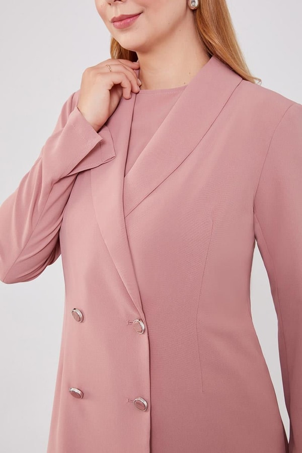 LevidorLevidor Pudra Kruvaze Kesim Blazer Ceket Takım