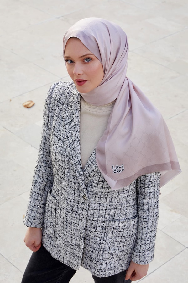 LevidorLevidor Pudra Petek Desen Monogram İpek Şal