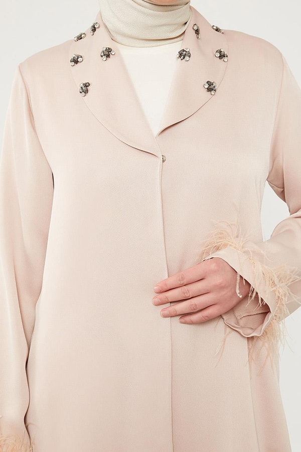 LevidorLevidor Pudra Tüy Detaylı Taş işlemeli Ferace