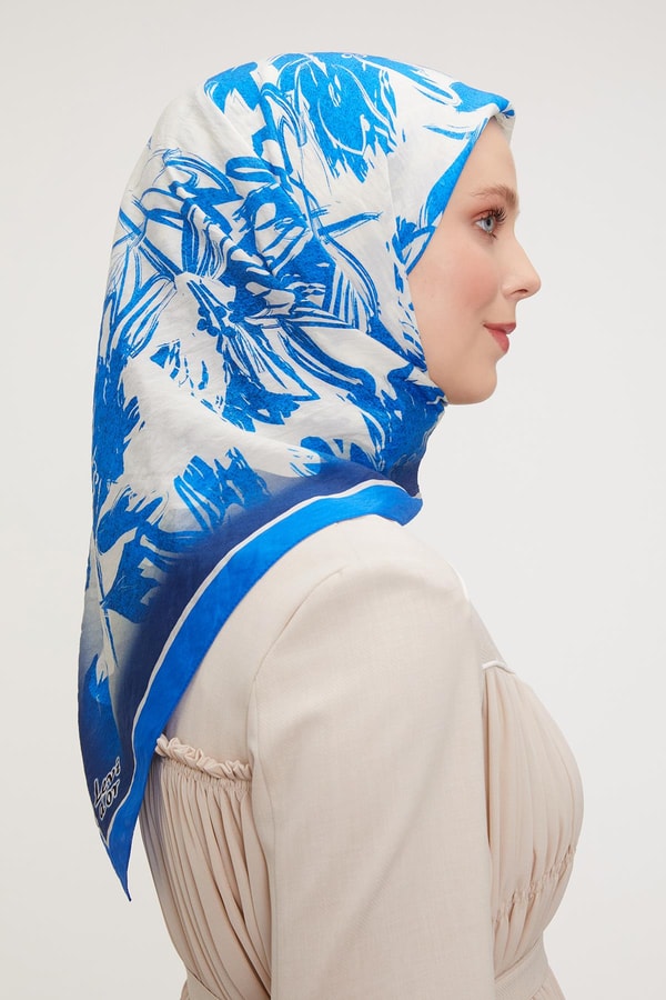 LevidorLevidor Saks Çiçek Soyut Desen Modal İpek Eşarp