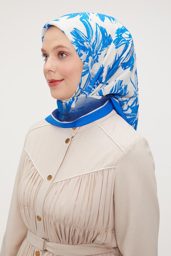 LevidorLevidor Saks Çiçek Soyut Desen Modal İpek Eşarp
