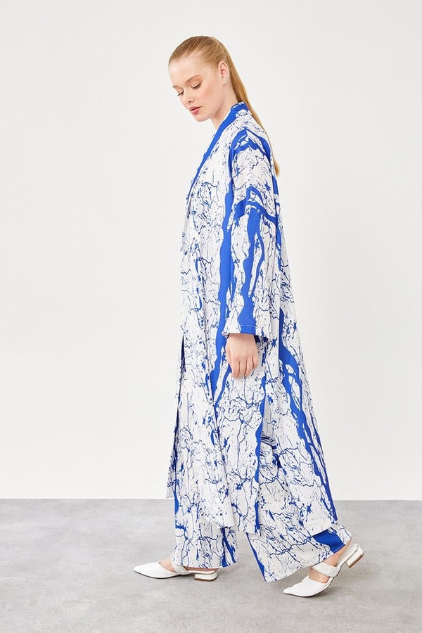 LevidorLevidor Saks Desenli Kimono Takım