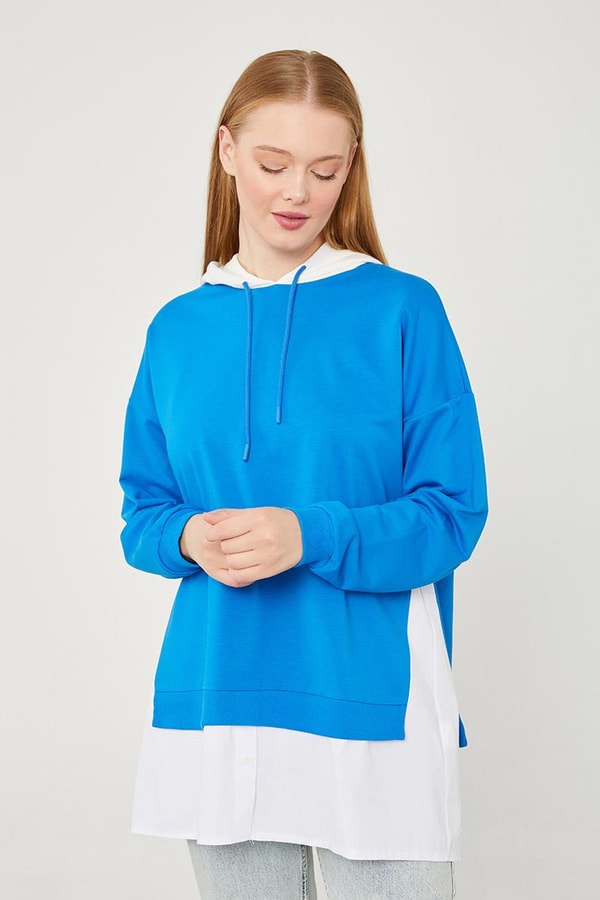 LevidorLevidor Saks Kapuşonlu Gömlek Detaylı Sweat