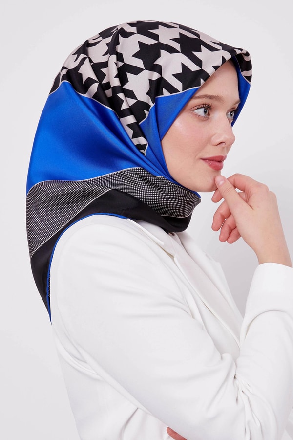 LevidorLevidor Saks Kaz Ayağı Desen Twill Ipek Esarp