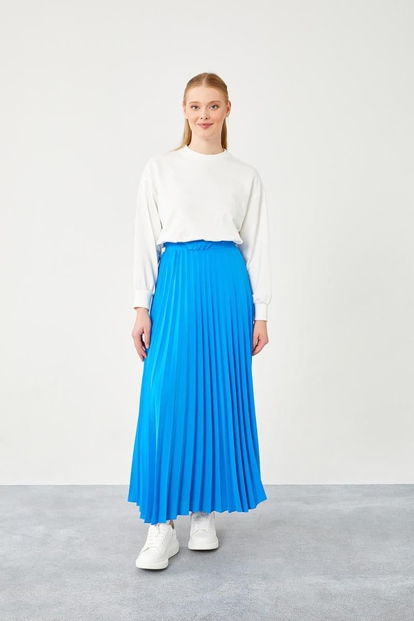 LevidorLevidor Saks Pliseli Beli Lastikli Etek