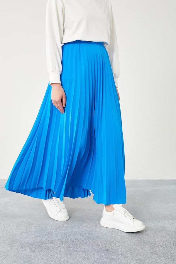 LevidorLevidor Saks Pliseli Beli Lastikli Etek