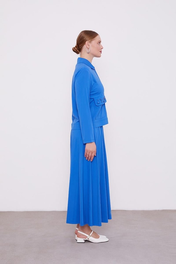 LevidorLevidor Saks Taş İşleme Kısa Ceketli Etekli Takım