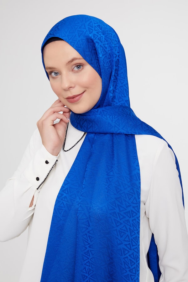 LevidorLevidor Saks Üçgen Desen Jakarlı Janjan Şal