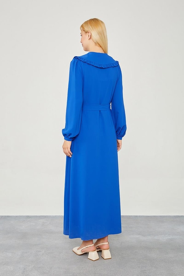 LevidorLevidor Saks Yakası Fırfır Detaylı Elbise