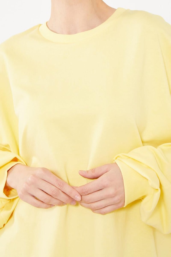LevidorLevidor Sarı Bisiklet Yaka Oversize Sweat