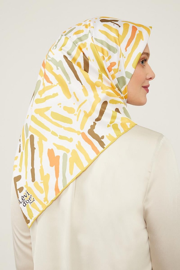 LevidorLevidor Sarı Fırça Desen Twill Eşarp