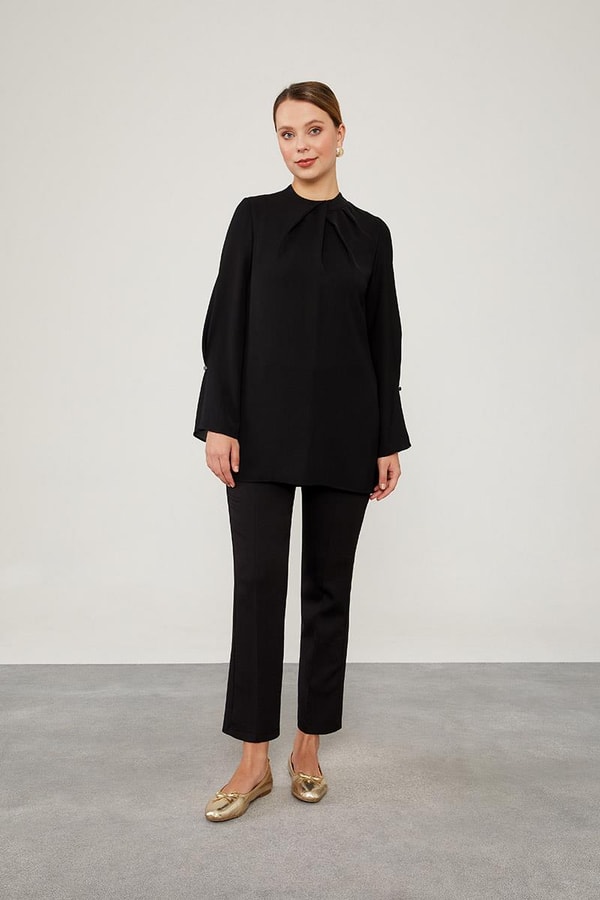 LevidorLevidor Siyah Beli Lastikli Cep Detaylı Pantolon