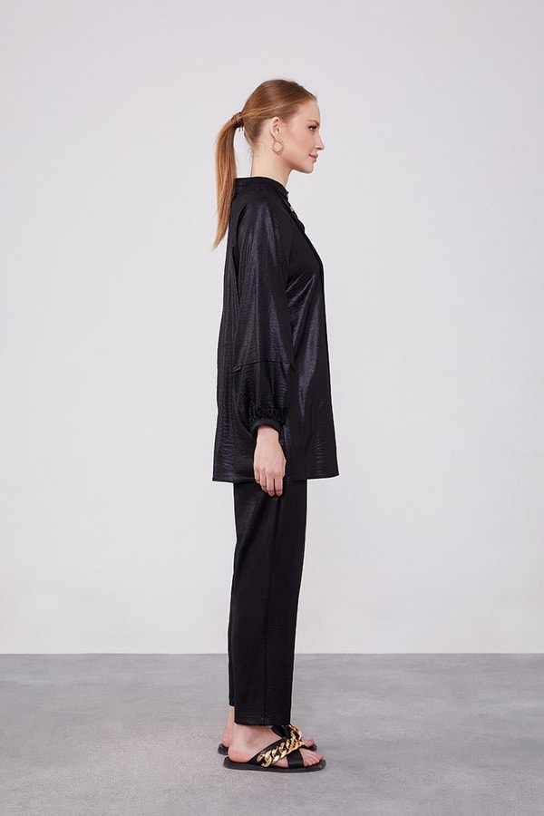 LevidorLevidor Siyah Bisiklet Yaka Airobin Kumaş İkili Takım