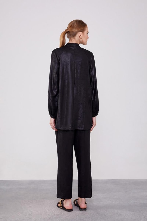 LevidorLevidor Siyah Bisiklet Yaka Airobin Kumaş İkili Takım