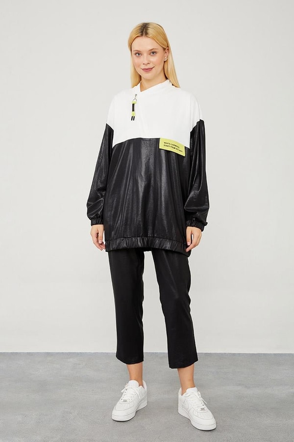 LevidorLevidor Siyah Bisiklet Yaka Ribanalı Spor Takım