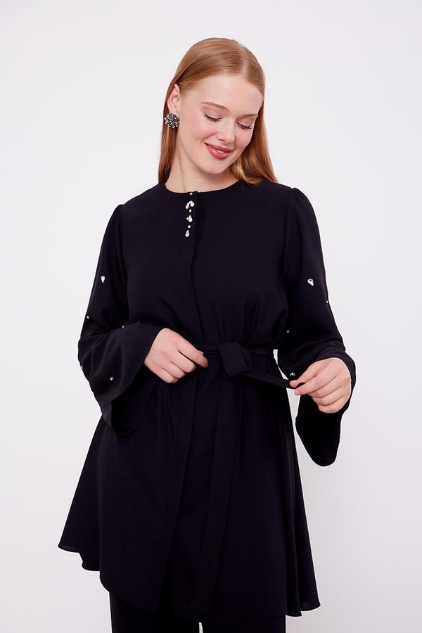 LevidorLevidor Siyah Bisiklet Yaka Taş Detaylı İkili Takım