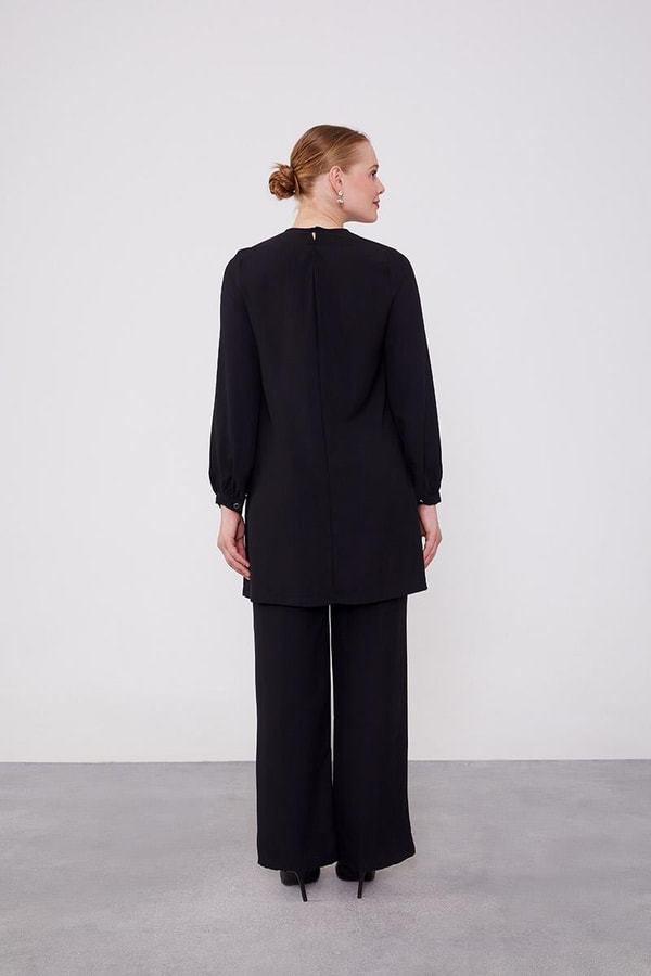 LevidorLevidor Siyah Boncuk İşlemeli Tunik Takım