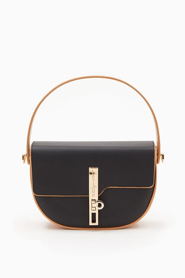 LevidorLevidor Siyah-Camel Kilit Kapamalı El Çantası