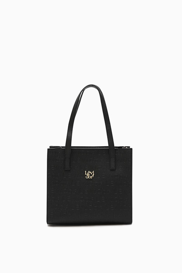 LevidorLevidor Siyah Çapraz Askılı Monogram Baskılı Omuz Çantası