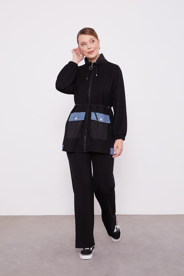 LevidorLevidor Siyah Cebi İşleme Detaylı Ceket Takım